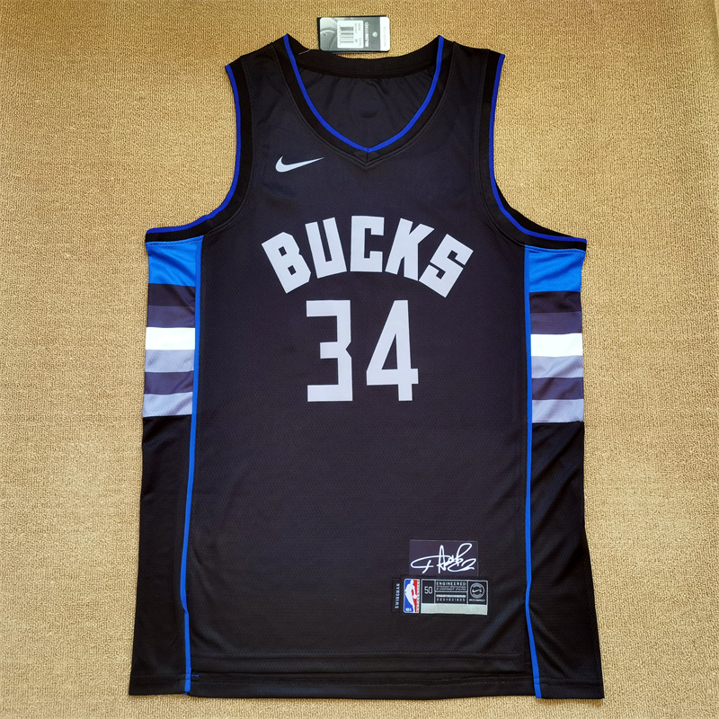 Men Milwaukee Bucks #34 Giannis Antetokounmpo Black Nike 2025 NBA Jersey->milwaukee bucks->NBA Jersey